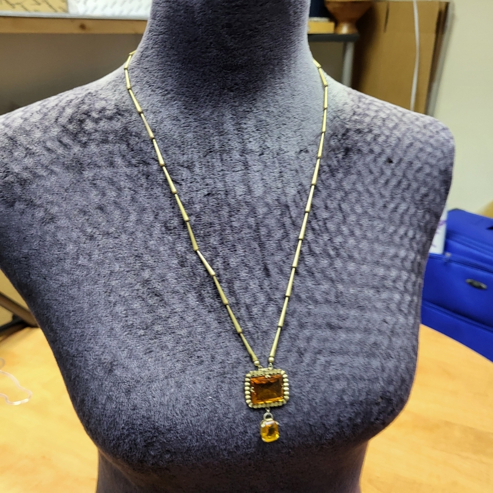 Long Orange Stone Costume Necklace